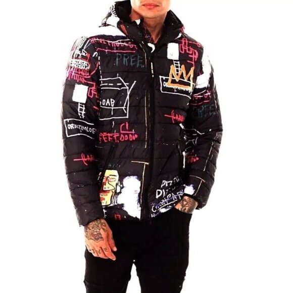Jean-Michel Basquiat x Members only Alchemy Puffy Jacket Mens Sz XXL Hooded Coat - Picture 1 of 16